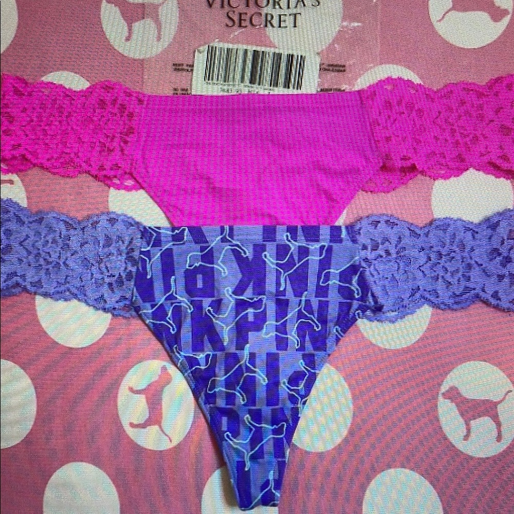 Victoria's Secret Pink and Purple Lace Thongs